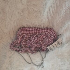 INC International Concepts Pink Metallic Clutch with Chain Strap